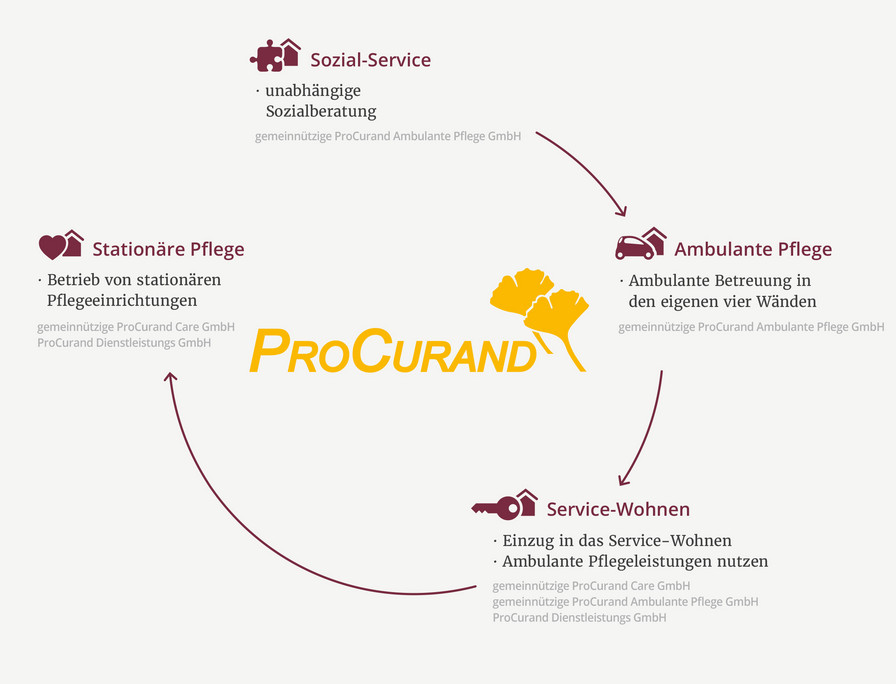 Alle Gesellschaften und Leistungen der ProCurand Unternehmensgruppe in der Übersicht (Grafik)